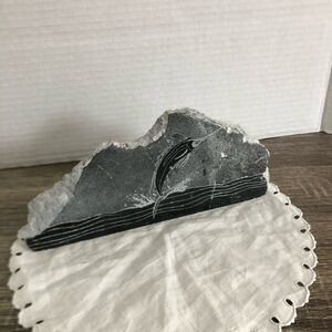 Vtg EngArt Hand Carved Stone Marlin Design Art Sculpture